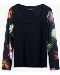 Desigual - T-Shirt With Printed Sleeves - Lyst