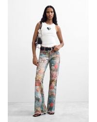 Desigual - Printed Flare Jeans, Cotton - Lyst