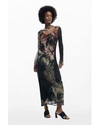 Desigual - Abstract Midi Dress, Polyester - Lyst