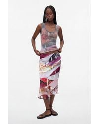 Desigual - Asymmetrical Printed Skirt, Polyester - Lyst