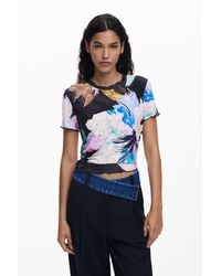 Desigual - Textured Floral T-Shirt - Lyst