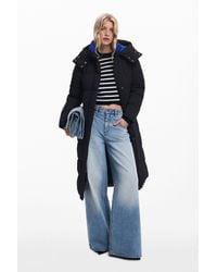 Desigual - Long Padded Coat With Belt, Polyester - Lyst