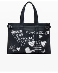 Desigual - Large Faux Leather Shopper Bag With Letters - Lyst