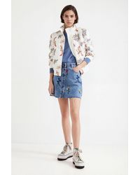 Desigual - Floral Denim Miniskirt, Cotton - Lyst