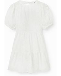 Desigual - Short Swiss Embroidery Dress, Cotton - Lyst
