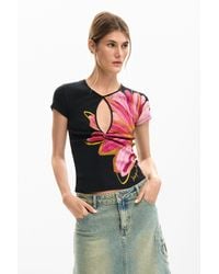 Desigual - T-Shirt Opening Flower, Cotton - Lyst