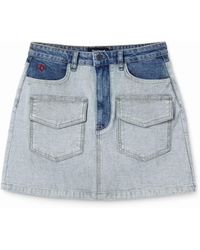Desigual - Denim Pockets Mini Skirt, Cotton - Lyst