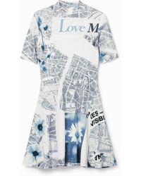 Desigual - Short Map Skater Dress, Viscose - Lyst