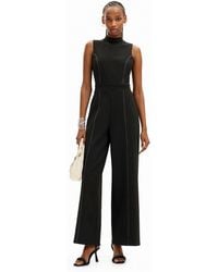 Desigual - Culotte Jumpsuit With Stitching - Lyst