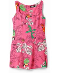 Desigual - Tropical Short Dress, Viscose - Lyst