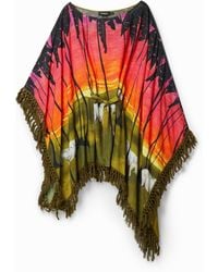 Desigual - Stella Jean Short Poncho Dress, Viscose - Lyst