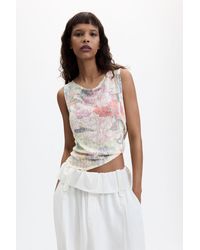 Desigual - Printed Sleeveless T-Shirt - Lyst