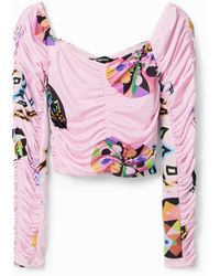 Desigual - M. Christian Lacroix Ruched Blouse, Polyester - Lyst