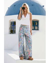 Desigual - Printed Denim Trousers, Cotton - Lyst