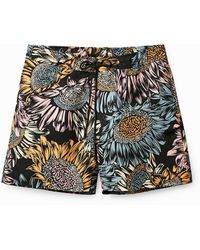 Desigual - Floral Print Swim Shorts - Lyst