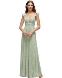 After Six - Convertible Ruffle Strap Chiffon Maxi Dress With Full Circle Skirt - Lyst