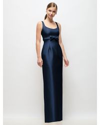 knee length dresses for ladies ASHLEYlauren 4825  Mikado One-Shoulder Mini with Oversized Front Bow
