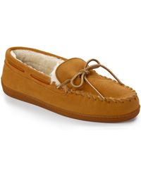 Minnetonka - Big & Tall Pile-lined Suede Moccasin Slippers - Lyst
