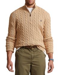 Polo Ralph Lauren - Big & Tall Cable Knit Cotton 1 4-zip Sweater - Lyst
