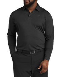 Callaway Apparel Big & Tall Air Textured Long-sleeve Golf Polo Shirt - Black