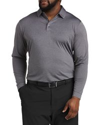 Callaway Apparel Big & Tall Air Textured Long-sleeve Golf Polo Shirt - Gray
