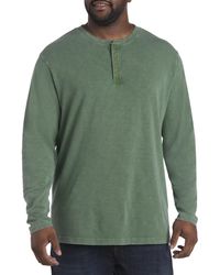 Lucky Brand Big & Tall Snap Henley Shirt - Green