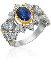 Buccellati Sapphire Ring With Diamonds In 18k White Gold - Multicolor
