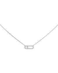 Messika Move Uno Pavé Necklace In White Gold With Diamonds - Blue