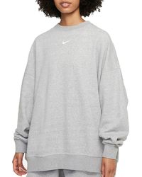 nike trend fleece oversized crew sweatshirt oatmeal