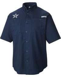 Columbia Dallas Cowboys Tamiami Navy Button Up Shirt - Blue
