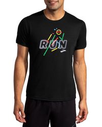 Brooks Distance Run Happy Graphic Short Sleeve T-shirt - Black