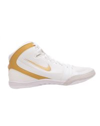 Nike Rubber Inflict 3 Wrestling Shoes in White/Gold (White
