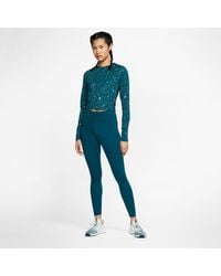 nike women's pro warm starry night cropped long sleeve shirt