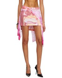 DIESEL - Asymmetric Mini Skirt In Printed Jersey - Lyst