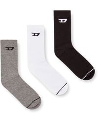 DIESEL - Three-Pack Ribbed Socks With D Logo - Lyst