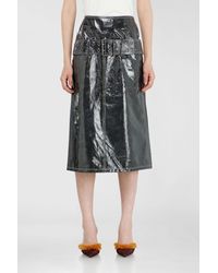 DIESEL - Patent-Leather Midi Skirt With Belt - Lyst