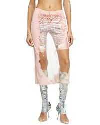 DIESEL - Layered Midi Skirt With Lyrics Print - Lyst