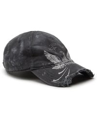 DIESEL - Distressed Baseball Cap With Phoenix Print - Lyst