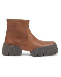 DIESEL - D-Tex-Oiled Leather Ankle Boots With Split Sole - Lyst