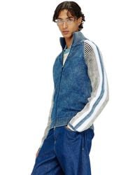 DIESEL - Cardigan Con Zip E Bande Sportive - Lyst