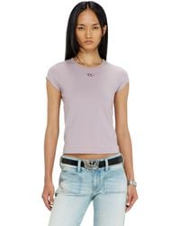 DIESEL - T-Shirt With Cut-Out Embroidered Logo - Lyst