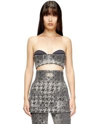 DIESEL - Bralette En Denim Jacquard Con Diseño Príncipe De Gales - Lyst