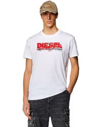 DIESEL - T-shirt With Glitchy Logo - Lyst
