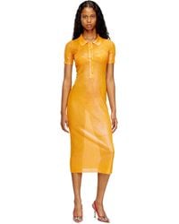 DIESEL - Iridescent Knit Polo Dress With Lotus Print - Lyst