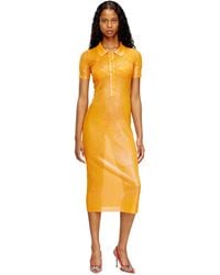DIESEL - Iridescent Knit Polo Dress With Lotus Print - Lyst
