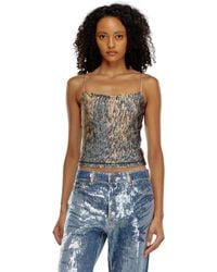 DIESEL - Rain-Camo Nylon Camisole With Crystals - Lyst