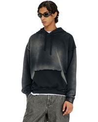 DIESEL - Faded Cotton Hoodie With Frayed Details - Lyst