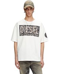DIESEL - T-Shirt With Large Gabardine Patch Logo - Lyst