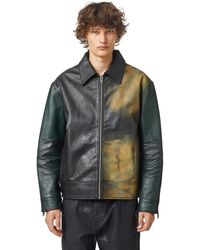DIESEL Leather Jacket With Spray Finish - Black