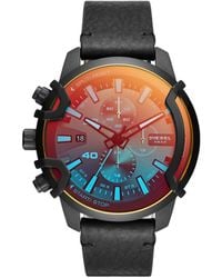 DIESEL - 46mm Griffed Quartz Stainless Steel And Leather Chronograph Watch - Lyst